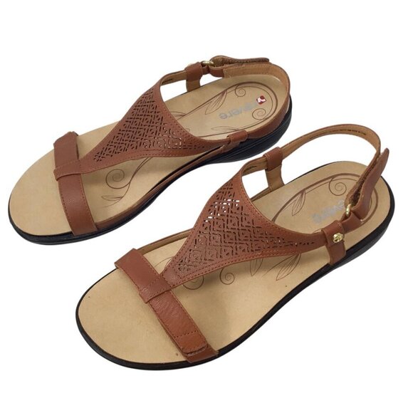 Revere Santa Fe Sandals NWOT Cognac Brown Leather Arch Support T Strap 9 / 40 - Picture 2 of 9